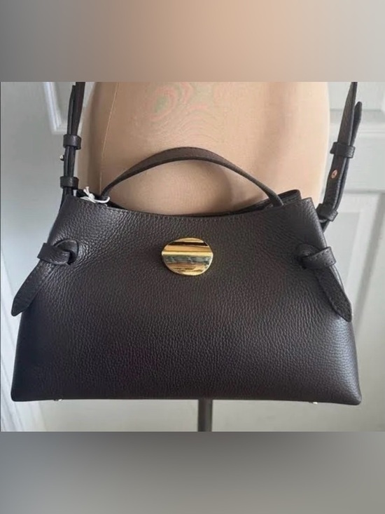 Isadora Handbags - Isadora Moca Deep Brown Pebbled Leather Top-Handle Crossbody Bag
